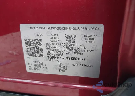 2025 Honda Prologue Touring из США, поврежденный, VIN 3GPKHXRJ9SS501372